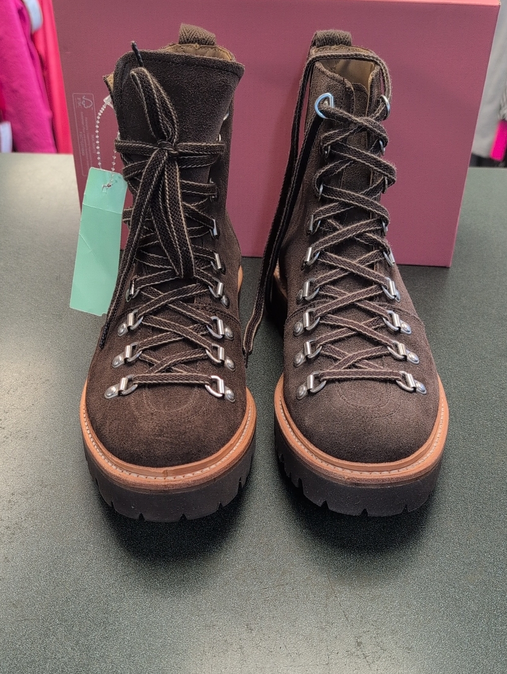 Grenson Nanette Combat Brown Suede Lace-Up Hiker Boots